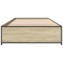 Estructura cama madera ingeniería metal roble Sonoma 90x190 cm de vidaXL, Camas y somieres - Ref: Foro24-845117, Precio: 69,7...