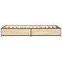 Estructura cama madera ingeniería metal roble Sonoma 90x190 cm de vidaXL, Camas y somieres - Ref: Foro24-845117, Precio: 69,7...