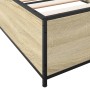 Estructura cama madera ingeniería metal roble Sonoma 90x190 cm de vidaXL, Camas y somieres - Ref: Foro24-845117, Precio: 69,7...