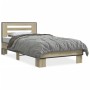 Estructura cama madera ingeniería metal roble Sonoma 90x190 cm de vidaXL, Camas y somieres - Ref: Foro24-846085, Precio: 98,1...