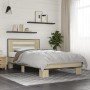 Estructura cama madera ingeniería metal roble Sonoma 90x190 cm de vidaXL, Camas y somieres - Ref: Foro24-846085, Precio: 98,1...