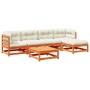 Set de sofás jardín 6 pzas con cojines madera pino marrón cera de vidaXL, Conjuntos de jardín - Ref: Foro24-3299402, Precio: ...