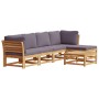 Juego de muebles jardín 6 pzas con cojines madera maciza acacia de vidaXL, Sofás modulares de exterior - Ref: Foro24-3214310,...