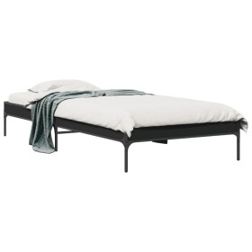 Estructura de cama madera de ingeniería y metal negro 90x200 cm de vidaXL, Camas y somieres - Ref: Foro24-845031, Precio: 68,...