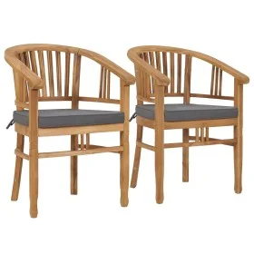 Sillas de jardín con cojines 2 unidades madera maciza de teca de vidaXL, Sillas de jardín - Ref: Foro24-49431, Precio: 355,89...
