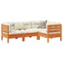 Set de sofás jardín 4 pzas con cojines madera pino marrón cera de vidaXL, Conjuntos de jardín - Ref: Foro24-3299416, Precio: ...