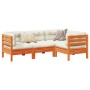 Set de sofás jardín 4 pzas con cojines madera pino marrón cera de vidaXL, Conjuntos de jardín - Ref: Foro24-3299416, Precio: ...
