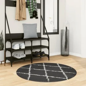 Alfombra de pelo largo moderna PAMPLONA negro y crema Ø 100 cm de vidaXL, Alfombras - Ref: Foro24-375420, Precio: 29,94 €, De...
