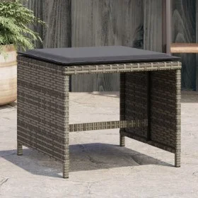 Gartenhocker mit Kissen 4 Stück aus grauem PE-Rattan 40x40x35 cm. von vidaXL, Hocker für den Außenbereich - Ref: Foro24-40074...