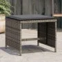 Gartenhocker mit Kissen 4 Stück aus grauem PE-Rattan 40x40x35 cm. von vidaXL, Hocker für den Außenbereich - Ref: Foro24-40074...