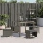 Gartenhocker mit Kissen 4 Stück aus grauem PE-Rattan 40x40x35 cm. von vidaXL, Hocker für den Außenbereich - Ref: Foro24-40074...