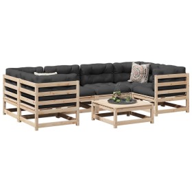 Set de sofás jardín 7 pzas con cojines madera maciza pino de vidaXL, Conjuntos de jardín - Ref: Foro24-3299312, Precio: 648,0...