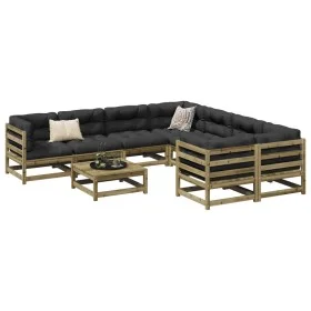 Set de sofás jardín 9 pzas con cojines madera pino impregnada de vidaXL, Conjuntos de jardín - Ref: Foro24-3299373, Precio: 8...