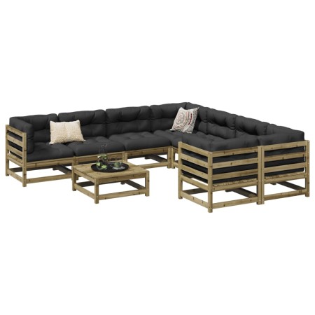 Set de sofás jardín 9 pzas con cojines madera pino impregnada de vidaXL, Conjuntos de jardín - Ref: Foro24-3299373, Precio: 8...