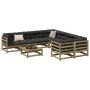 Set de sofás jardín 9 pzas con cojines madera pino impregnada de vidaXL, Conjuntos de jardín - Ref: Foro24-3299373, Precio: 8...
