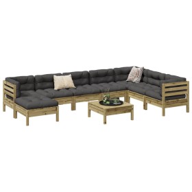 Set de sofás jardín 9 pzas con cojines madera pino impregnada de vidaXL, Conjuntos de jardín - Ref: Foro24-3299591, Precio: 8...