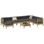 Set de sofás jardín 9 pzas con cojines madera pino impregnada de vidaXL, Conjuntos de jardín - Ref: Foro24-3299591, Precio: 8...