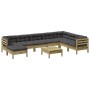 Set de sofás jardín 9 pzas con cojines madera pino impregnada de vidaXL, Conjuntos de jardín - Ref: Foro24-3299591, Precio: 8...