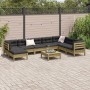 Set de sofás jardín 9 pzas con cojines madera pino impregnada de vidaXL, Conjuntos de jardín - Ref: Foro24-3299591, Precio: 8...
