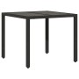Mesa de jardín superficie de vidrio ratán PE negro 90x90x75 cm de vidaXL, Mesas de jardín - Ref: Foro24-365586, Precio: 104,7...