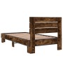 Estructura cama madera ingeniería metal roble ahumado 90x190 cm de vidaXL, Camas y somieres - Ref: Foro24-845754, Precio: 91,...