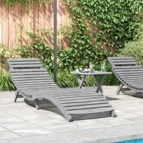 Tumbona con mesita madera maciza de acacia gris de vidaXL, Tumbonas - Ref: Foro24-363280, Precio: 146,37 €, Descuento: %