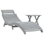 Tumbona con mesita madera maciza de acacia gris de vidaXL, Tumbonas - Ref: Foro24-363280, Precio: 148,62 €, Descuento: %