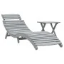 Tumbona con mesita madera maciza de acacia gris de vidaXL, Tumbonas - Ref: Foro24-363280, Precio: 146,37 €, Descuento: %