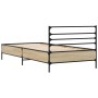 Estructura cama madera ingeniería metal roble Sonoma 90x200 cm de vidaXL, Camas y somieres - Ref: Foro24-845583, Precio: 75,1...