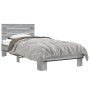 Estructura cama madera ingeniería metal gris Sonoma 100x200 cm de vidaXL, Camas y somieres - Ref: Foro24-845740, Precio: 72,5...