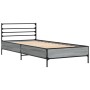 Estructura cama madera ingeniería metal gris Sonoma 90x190 cm de vidaXL, Camas y somieres - Ref: Foro24-845630, Precio: 70,08...
