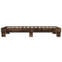 Estructura cama madera ingeniería metal roble ahumado 90x190 cm de vidaXL, Camas y somieres - Ref: Foro24-845884, Precio: 79,...