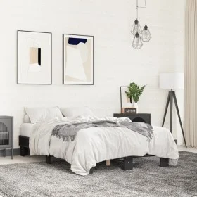Estructura de cama madera de ingeniería y metal negro 135x190cm de vidaXL, Camas y somieres - Ref: Foro24-845892, Precio: 81,...