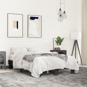Estructura de cama madera de ingeniería y metal negro 135x190cm de vidaXL, Camas y somieres - Ref: Foro24-845892, Precio: 82,...