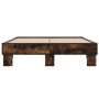 Estructura cama madera ingeniería metal roble ahumado 140x190cm de vidaXL, Camas y somieres - Ref: Foro24-845899, Precio: 97,...