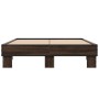 Estructura cama madera ingeniería metal marrón roble 140x190 cm de vidaXL, Camas y somieres - Ref: Foro24-845901, Precio: 101...