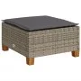 Gartenhocker und Kissen aus grauem synthetischem Rattan 63,5x56x32 cm. von vidaXL, Hocker für den Außenbereich - Ref: Foro24-...
