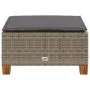Gartenhocker und Kissen aus grauem synthetischem Rattan 63,5x56x32 cm. von vidaXL, Hocker für den Außenbereich - Ref: Foro24-...