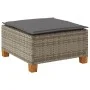 Gartenhocker und Kissen aus grauem synthetischem Rattan 63,5x56x32 cm. von vidaXL, Hocker für den Außenbereich - Ref: Foro24-...