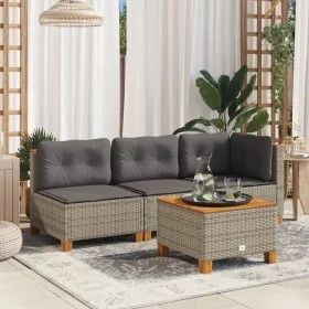 Sofá de jardín sin reposabrazos con cojines ratán PE gris by vidaXL, Outdoor sofas - Ref: Foro24-365906, Price: 101,46 €, Dis...
