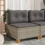 Sofá de jardín sin reposabrazos con cojines ratán PE gris by vidaXL, Outdoor sofas - Ref: Foro24-365906, Price: 101,46 €, Dis...