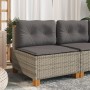 Sofá de jardín sin reposabrazos con cojines ratán PE gris de vidaXL, Sofás de exterior - Ref: Foro24-365906, Precio: 106,26 €...