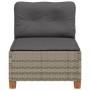 Sofá de jardín sin reposabrazos con cojines ratán PE gris de vidaXL, Sofás de exterior - Ref: Foro24-365906, Precio: 106,26 €...