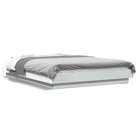 Estructura de cama con LED madera ingeniería blanco 140x200 cm de vidaXL, Camas y somieres - Ref: Foro24-3281098, Precio: 189...