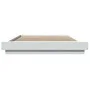 White engineered wood bed frame with LED 140x200 cm by vidaXL, Beds and slatted bases - Ref: Foro24-3281098, Price: 187,13 €,...