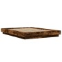 Estructura cama con luces LED madera roble ahumado 140x200 cm de vidaXL, Camas y somieres - Ref: Foro24-3281102, Precio: 181,...