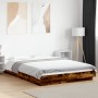 Estructura cama con luces LED madera roble ahumado 140x200 cm de vidaXL, Camas y somieres - Ref: Foro24-3281102, Precio: 181,...