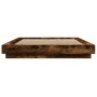 Estructura cama con luces LED madera roble ahumado 140x200 cm de vidaXL, Camas y somieres - Ref: Foro24-3281102, Precio: 181,...
