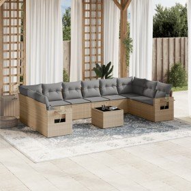 Set de sofás de jardín 11pzas con cojines ratán sintético beige en Conjuntos de jardín | Comprar online en Foru.es