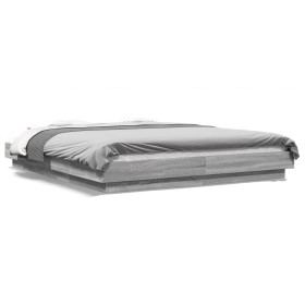 Estructura de cama madera de ingeniería gris Sonoma 160x200 cm de vidaXL, Camas y somieres - Ref: Foro24-3281180, Precio: 168...